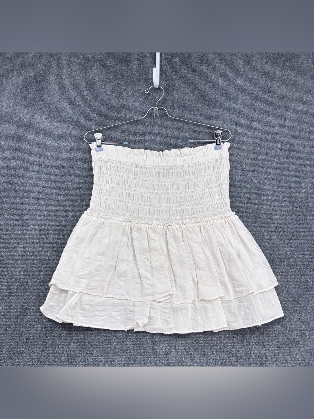 Madewell Off White Boho Chic Smocked Tiered 100% Cotton Mini Skirt Women’s S